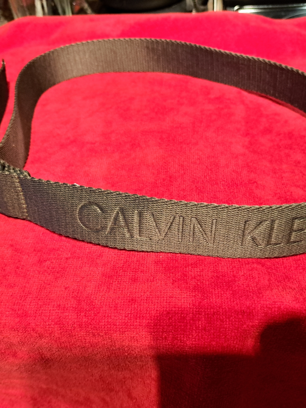 Calvin Klein Gray Webbed Logo Belt